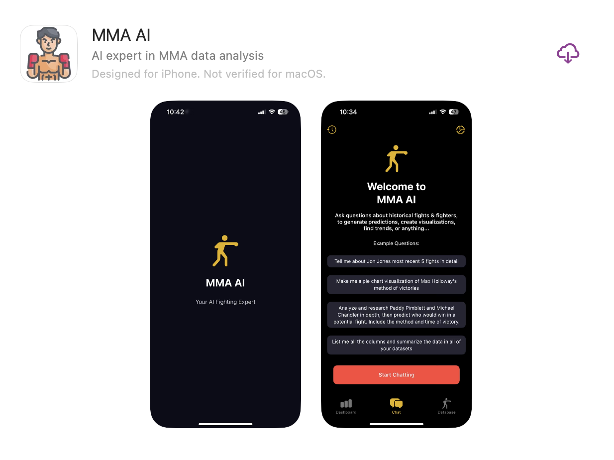 MMA-AI Swift App screenshot